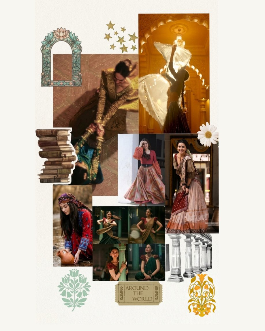Vintage costume development moodboard